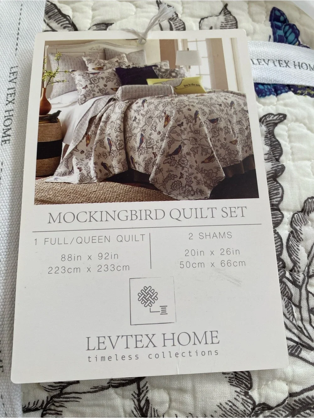 Mockingbird Toile Quilt and Pillow Sham Set - Levtex Home 88x92 in Full/Queen